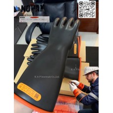 ถุงมือยางป้องกันไฟฟ้าแรงสูง NOVAX Class 4 พร้อมถุงมือหนังสวมทับ UNI (ครบชุด)